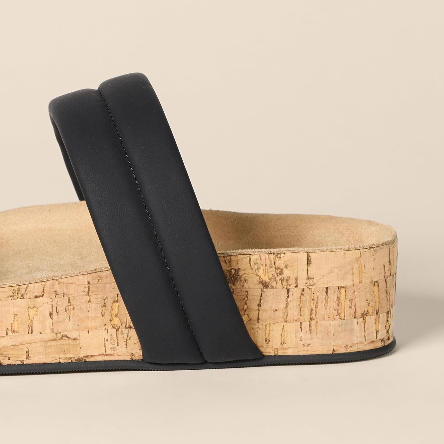 image:imageAmazon Essentials Womens Slide Cork Sandals with Cradling Moulded Footbed Faux LeatherBlack