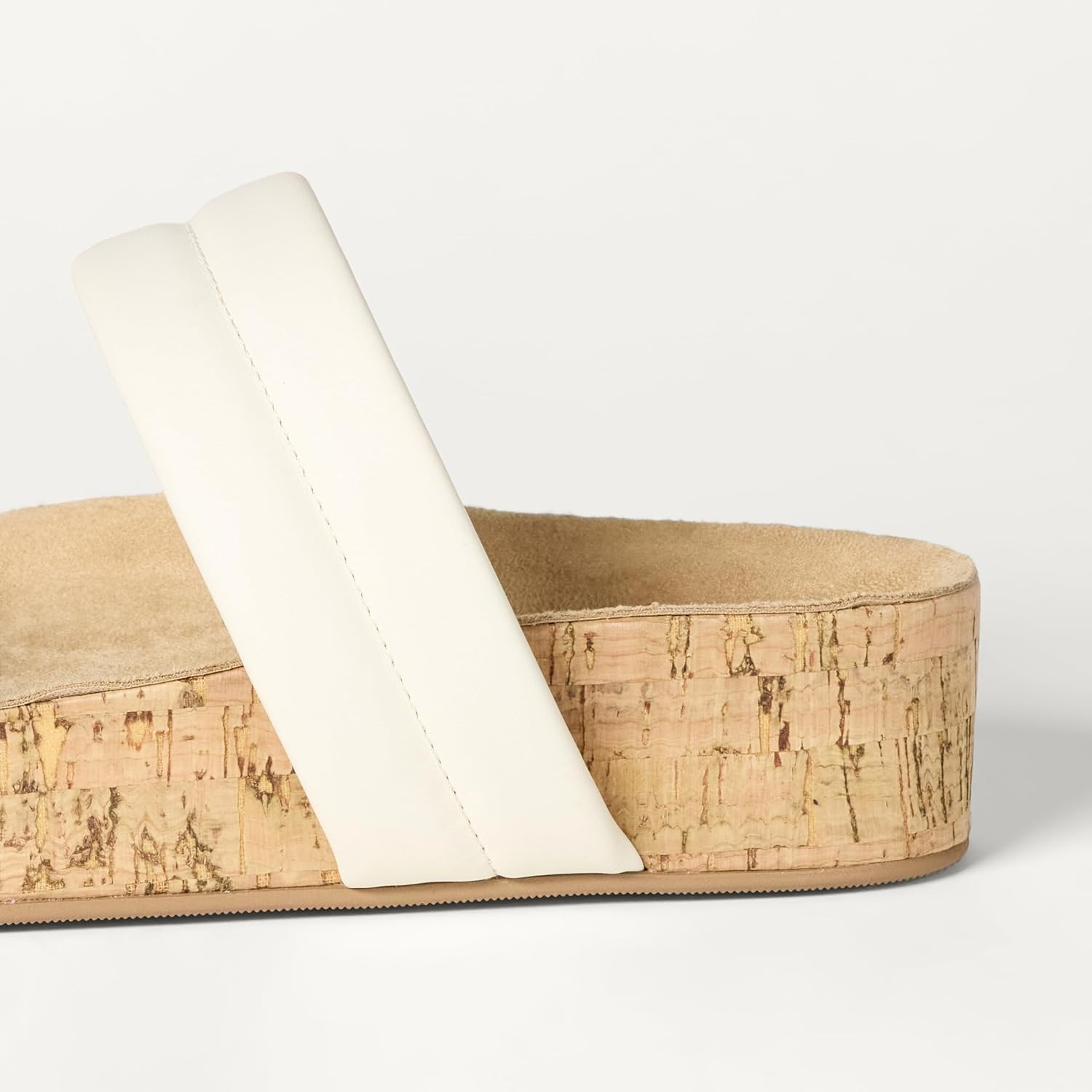 image:imageAmazon Essentials Womens Slide Cork Sandals with Cradling Moulded Footbed Faux LeatherWhite