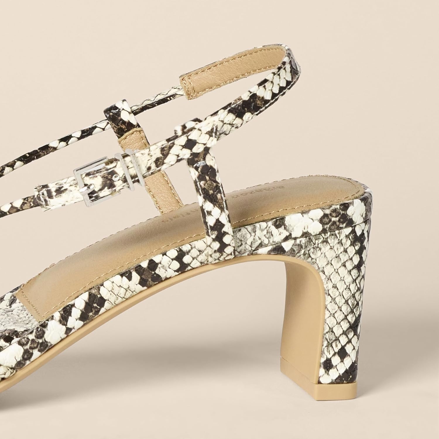 image:imageAmazon Essentials Womens Strappy Block Heel Sandals with Ankle StrapGrey Faux Snakeskin