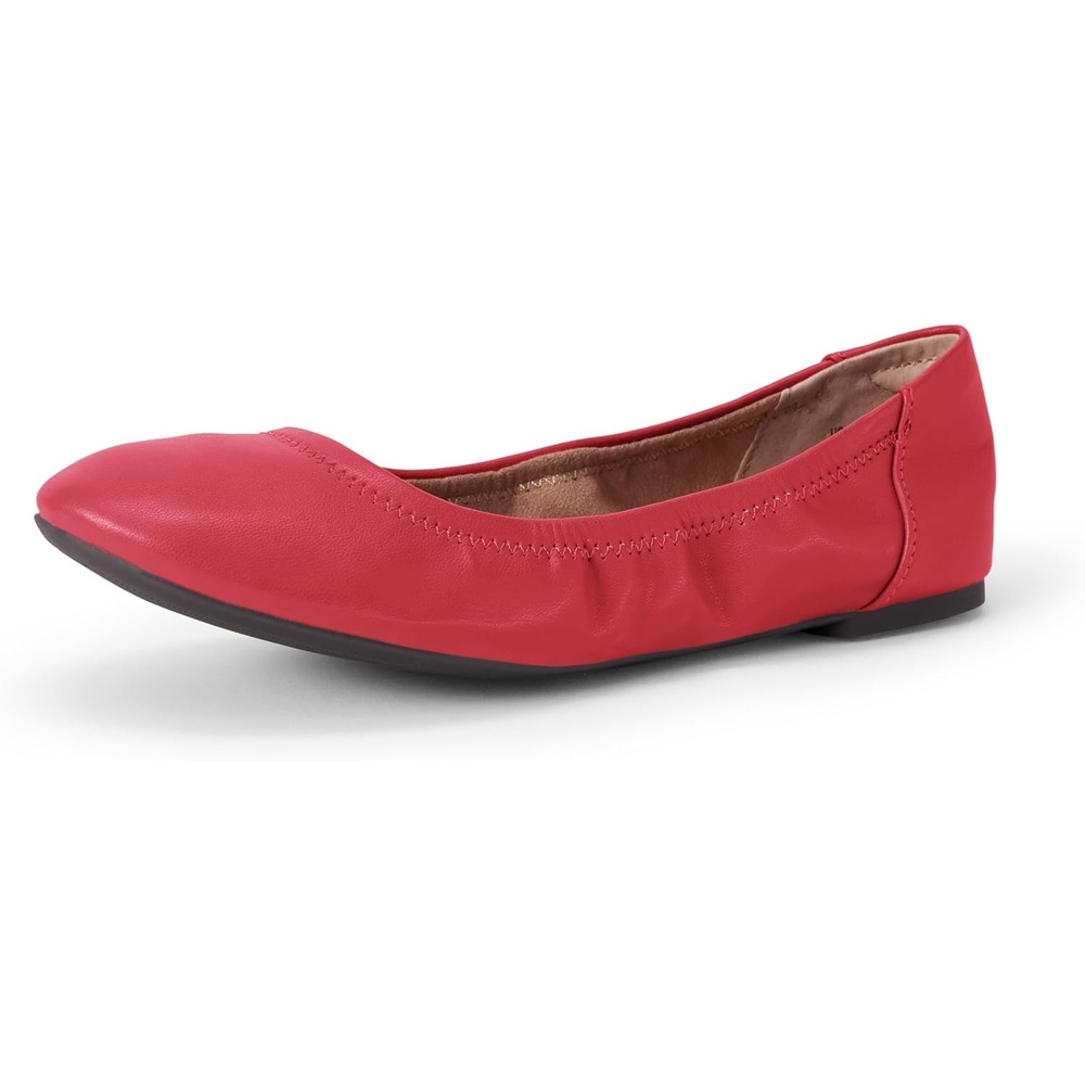 image:imageAmazon Essentials Womens Comfortable Round Toe Ballet Flats Cushioned Memory FoamBright Poppy Red