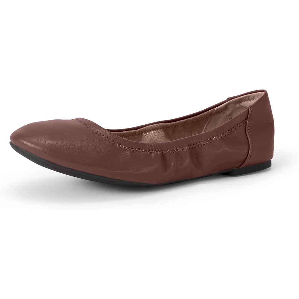 image:imageAmazon Essentials Womens Comfortable Round Toe Ballet Flats Cushioned Memory FoamDeep Brown