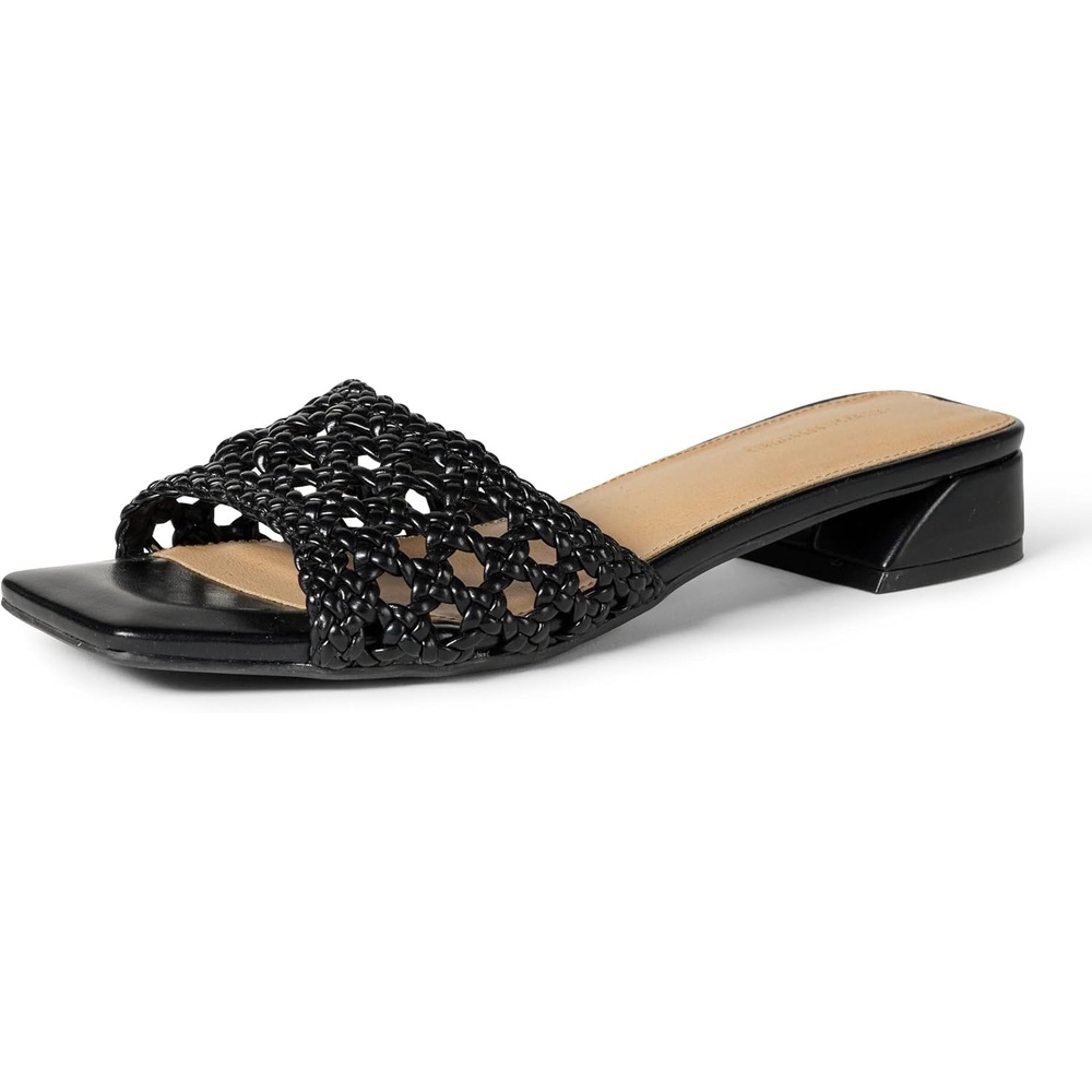 image:imageAmazon Essentials Womens Mini Heel Mule SandalsBlack Cane Weave