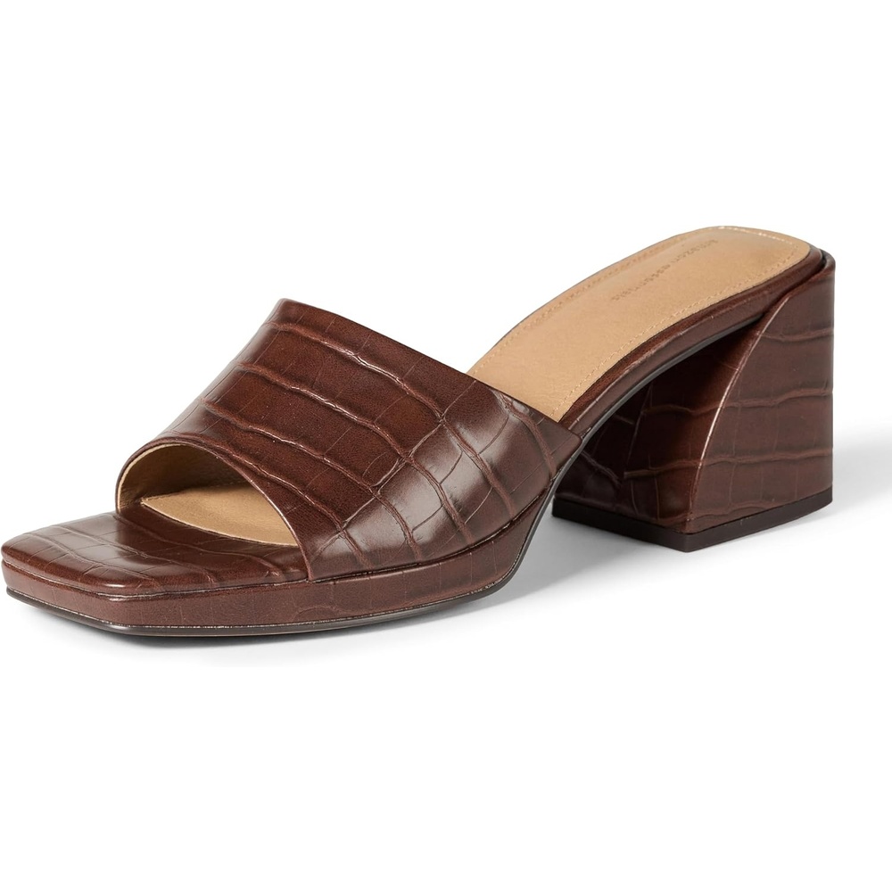 image:imageAmazon Essentials Womens Platform Mule Sandals with Sturdy Block HeelBrown Faux Crocodile