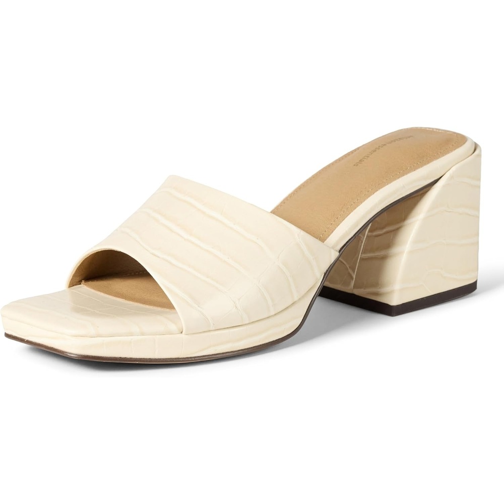 image:imageAmazon Essentials Womens Platform Mule Sandals with Sturdy Block HeelCream Faux Crocodile