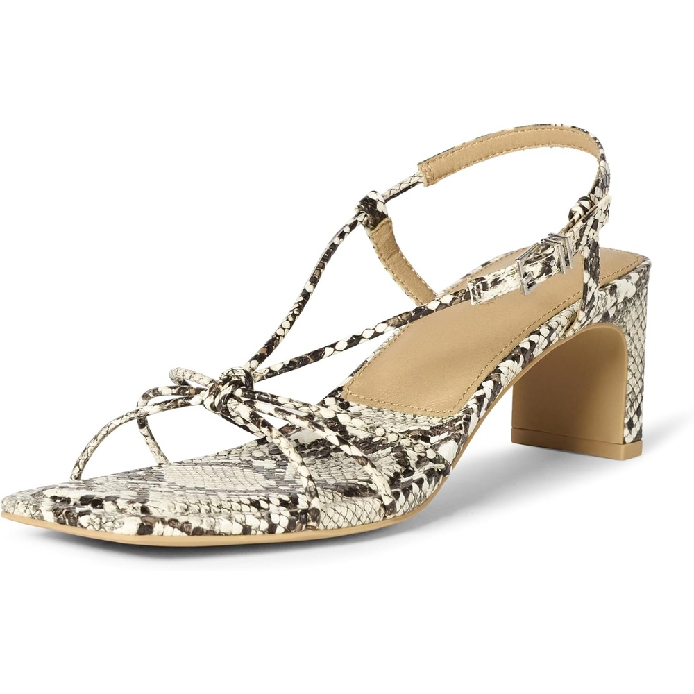 image:imageAmazon Essentials Womens Strappy Block Heel Sandals with Ankle StrapGrey Faux Snakeskin