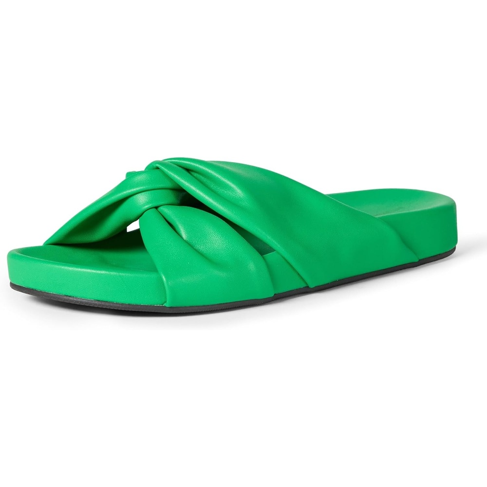 image:imageAmazon Essentials Womens Twist Slide Sandal with Cradling Cupped Sole Faux LeatherGreen