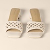Amazon Essentials Women’s Mini Heel Mule Sandals(Cream Cane Weave)