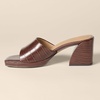 Amazon Essentials Women’s Platform Mule Sandals with Sturdy Block Heel(Brown Faux Crocodile)