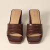 Amazon Essentials Women’s Platform Mule Sandals with Sturdy Block Heel(Brown Faux Crocodile)