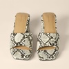 Amazon Essentials Women’s Platform Mule Sandals with Sturdy Block Heel(Grey Faux Snakeskin)