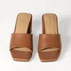Amazon Essentials Women’s Platform Mule Sandals with Sturdy Block Heel(Tan Faux Leather)
