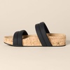 Amazon Essentials Women’s Slide Cork Sandals with Cradling Moulded Footbed, Faux Leather(Black)
