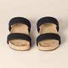 Amazon Essentials Women’s Slide Cork Sandals with Cradling Moulded Footbed, Faux Leather(Black)