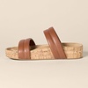 Amazon Essentials Women’s Slide Cork Sandals with Cradling Moulded Footbed, Faux Leather(Tan)