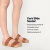 Amazon Essentials Women’s Slide Cork Sandals with Cradling Moulded Footbed, Faux Leather(White)