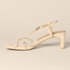 Amazon Essentials Women’s Strappy Block Heel Sandals with Ankle Strap(Beige Patent)