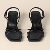 Amazon Essentials Women’s Strappy Block Heel Sandals with Ankle Strap(Black Faux Leather)