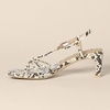Amazon Essentials Women’s Strappy Block Heel Sandals with Ankle Strap(Grey Faux Snakeskin)