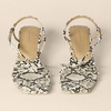 Amazon Essentials Women’s Strappy Block Heel Sandals with Ankle Strap(Grey Faux Snakeskin)