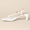 Amazon Essentials Women’s Strappy Block Heel Sandals with Ankle Strap(White Faux Leather)