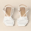 Amazon Essentials Women’s Strappy Block Heel Sandals with Ankle Strap(White Faux Leather)