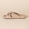 Amazon Essentials Women’s Twist Slide Sandal with Cradling Cupped Sole, Faux Leather(Beige)