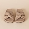 Amazon Essentials Women’s Twist Slide Sandal with Cradling Cupped Sole, Faux Leather(Beige)