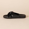 Amazon Essentials Women’s Twist Slide Sandal with Cradling Cupped Sole, Faux Leather(Black)