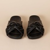 Amazon Essentials Women’s Twist Slide Sandal with Cradling Cupped Sole, Faux Leather(Black)