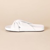 Amazon Essentials Women’s Twist Slide Sandal with Cradling Cupped Sole, Faux Leather(White)