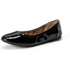 Amazon Essentials Women’s Comfortable Round Toe Ballet Flats, Cushioned Memory Foam(Black Patent)
