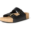 Amazon Essentials Women’s Double Strap Cork Sandals(Black)