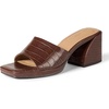 Amazon Essentials Women’s Platform Mule Sandals with Sturdy Block Heel(Brown Faux Crocodile)