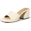 Amazon Essentials Women’s Platform Mule Sandals with Sturdy Block Heel(Cream Faux Crocodile)