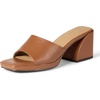 Amazon Essentials Women’s Platform Mule Sandals with Sturdy Block Heel(Tan Faux Leather)