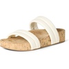 Amazon Essentials Women’s Slide Cork Sandals with Cradling Moulded Footbed, Faux Leather(White)