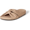 Amazon Essentials Women’s Twist Slide Sandal with Cradling Cupped Sole, Faux Leather(Beige)