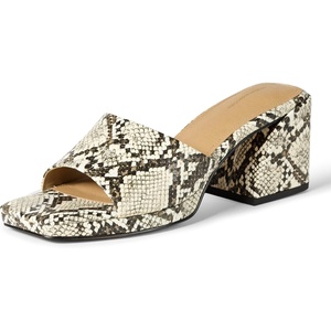 Amazon Essentials Women’s Platform Mule Sandals with Sturdy Block Heel(Grey Faux Snakeskin)