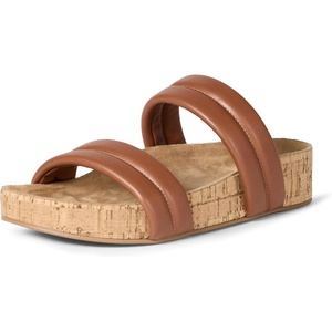 Amazon Essentials Women’s Slide Cork Sandals with Cradling Moulded Footbed, Faux Leather(Tan)