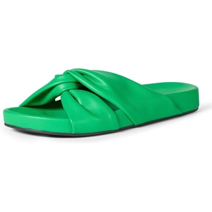 Amazon Essentials Women’s Twist Slide Sandal with Cradling Cupped Sole, Faux Leather(Green)