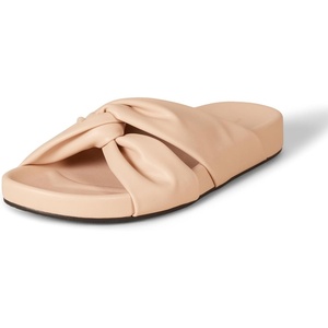 Amazon Essentials Women’s Twist Slide Sandal with Cradling Cupped Sole, Faux Leather(Light Beige)