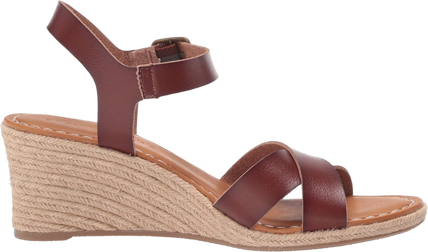 image:imageAmazon Essentials Womens Espadrille Wedge Sandal with Adjustable Buckle Elastic StrapBrown