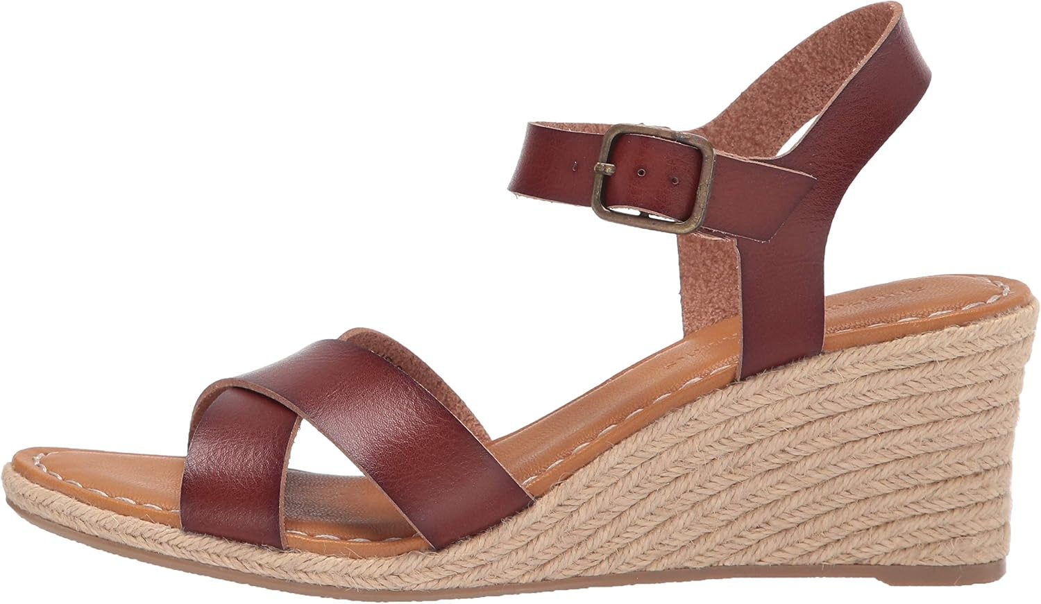image:imageAmazon Essentials Womens Espadrille Wedge Sandal with Adjustable Buckle Elastic StrapBrown