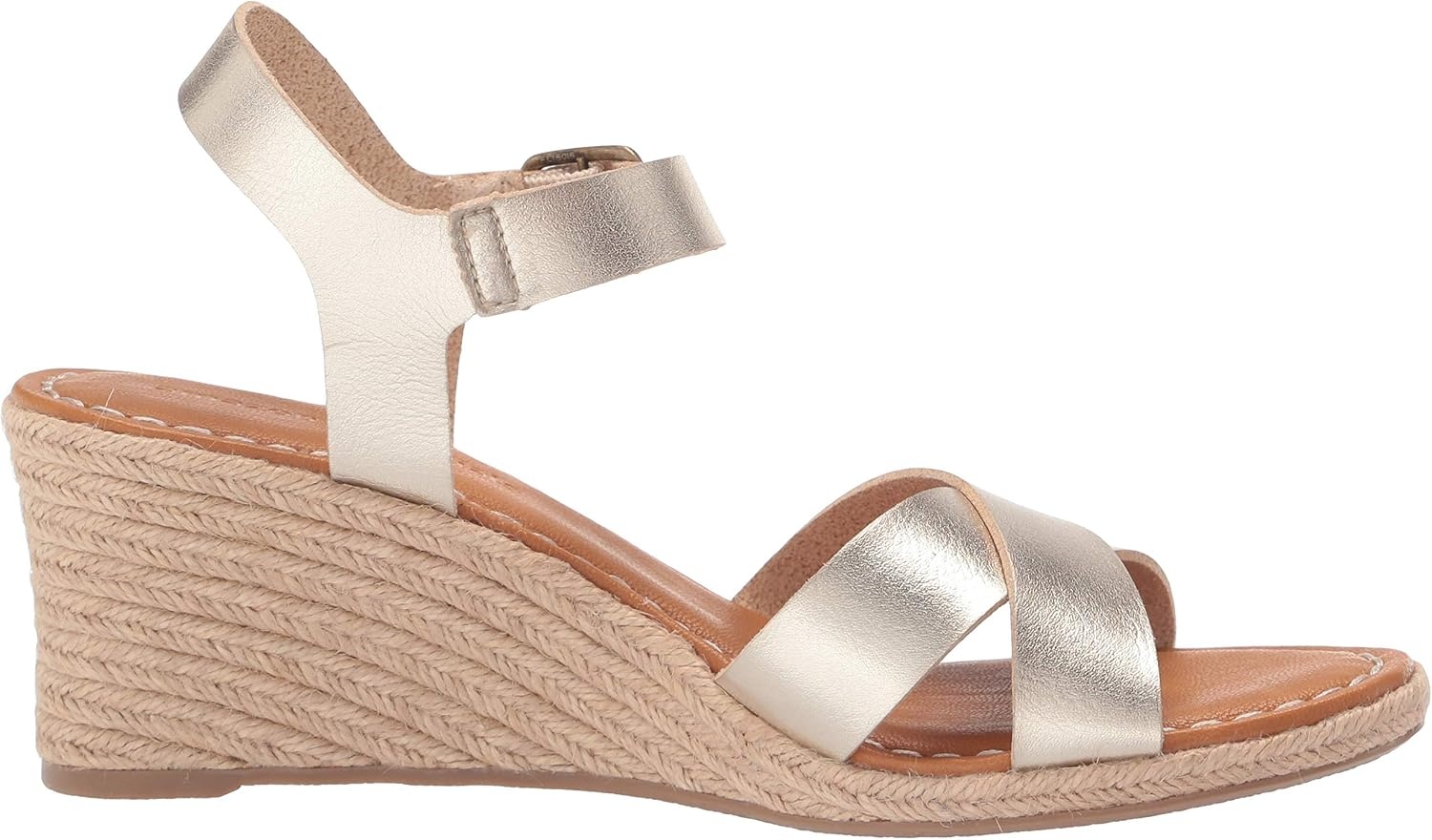 image:imageAmazon Essentials Womens Espadrille Wedge Sandal with Adjustable Buckle Elastic StrapGold