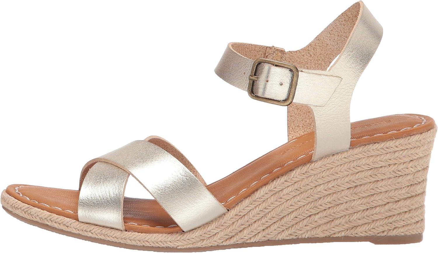 image:imageAmazon Essentials Womens Espadrille Wedge Sandal with Adjustable Buckle Elastic StrapGold