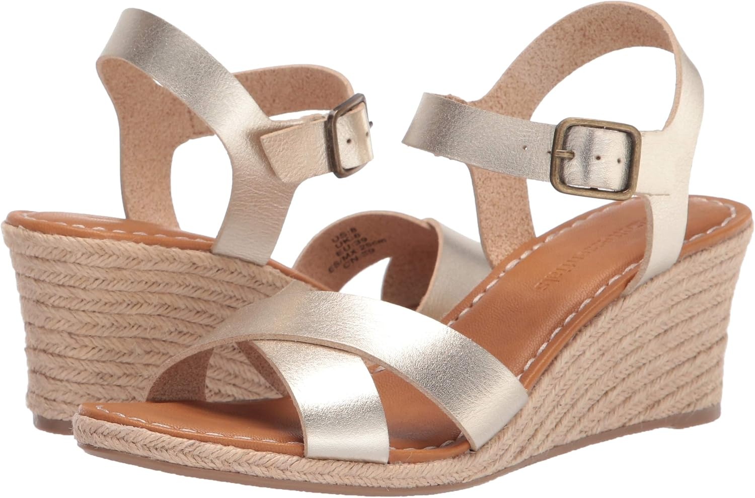 image:imageAmazon Essentials Womens Espadrille Wedge Sandal with Adjustable Buckle Elastic StrapGold