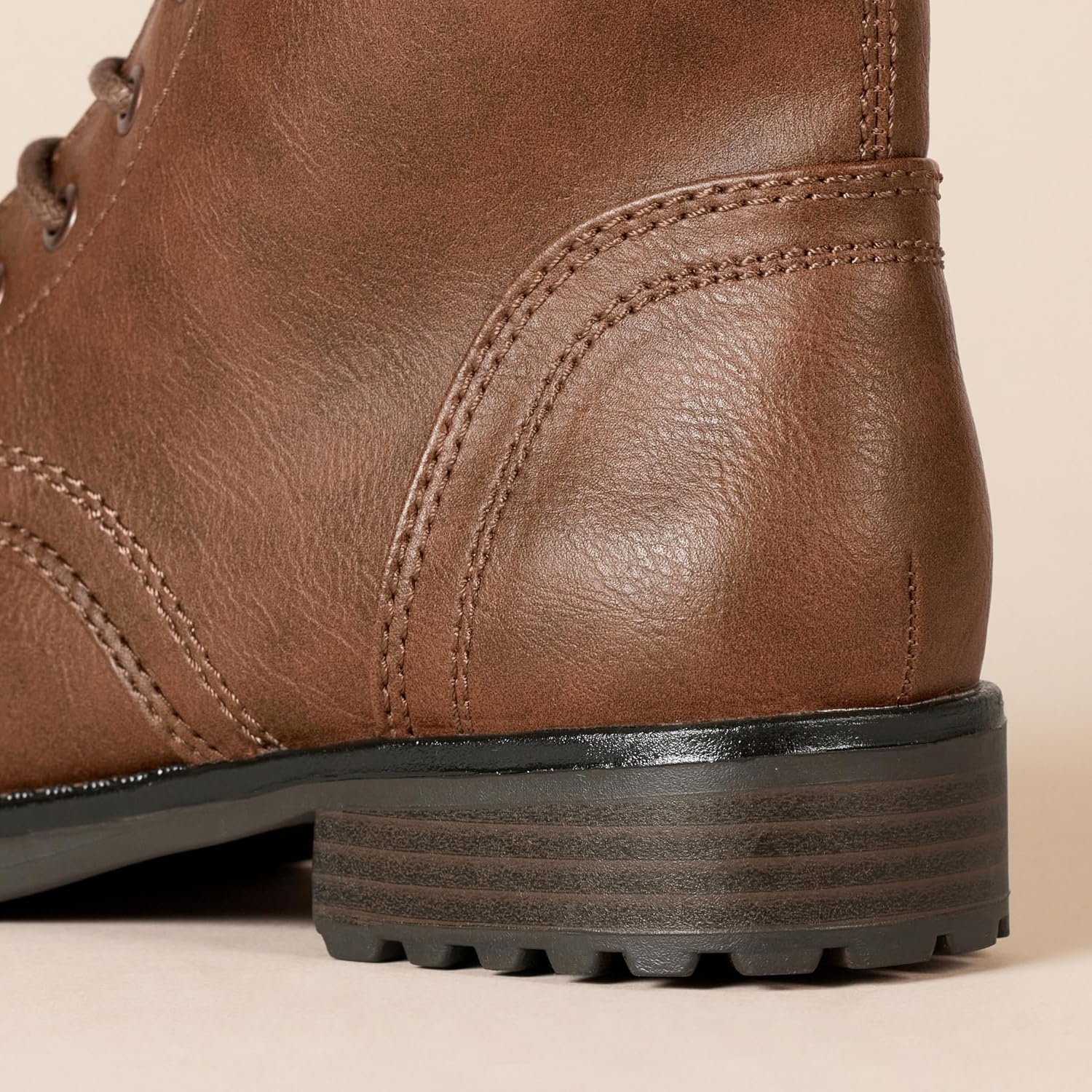 image:imageAmazon Essentials Womens LaceUp Combat Ankle Boots with Side Zipper Lug SoleBrown
