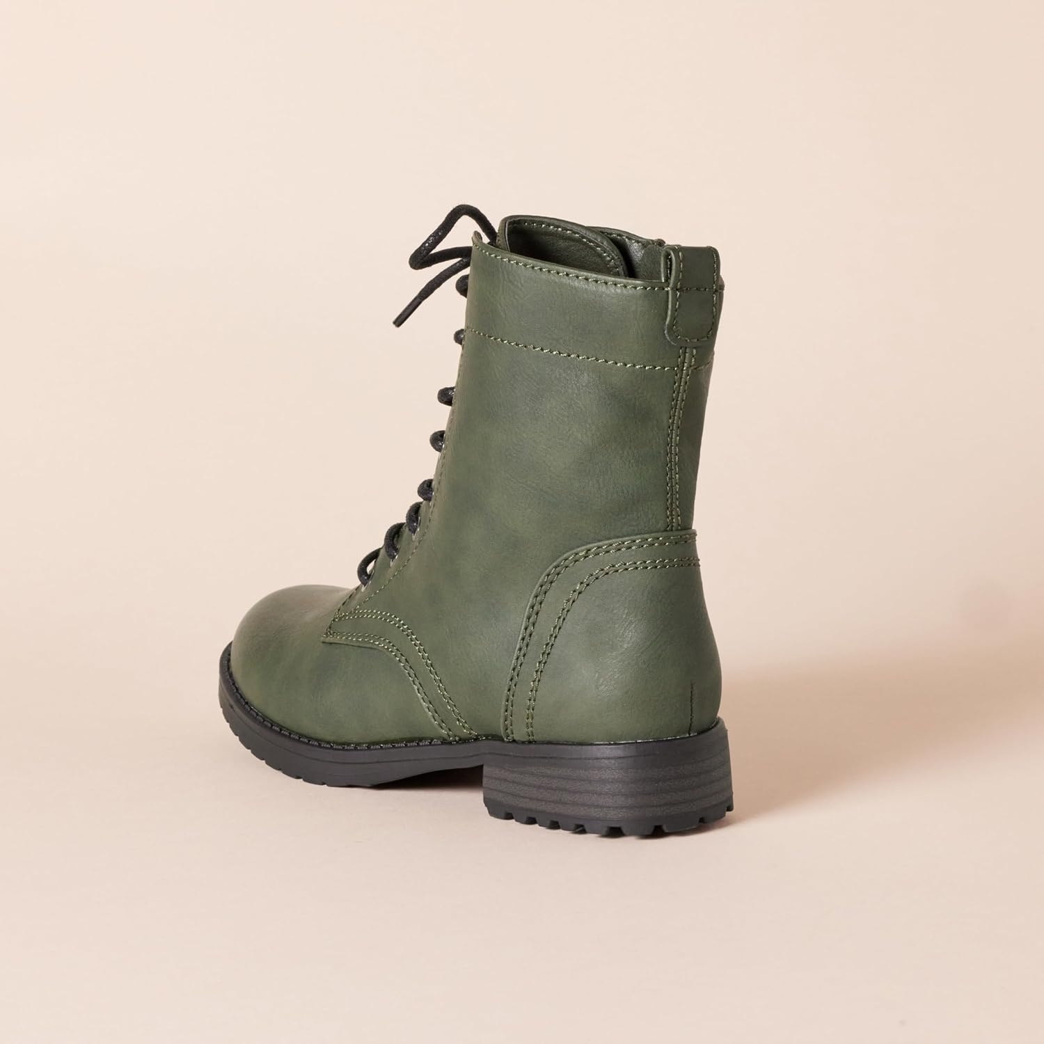 image:imageAmazon Essentials Womens LaceUp Combat Ankle Boots with Side Zipper Lug SoleGreen