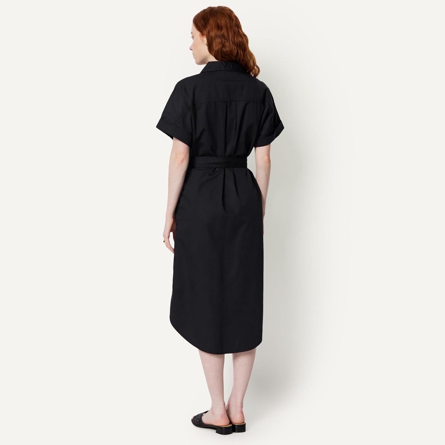 image:imageAmazon Essentials Womens RelaxedFit Short Sleeve ButtonDown Dress with BeltBlack