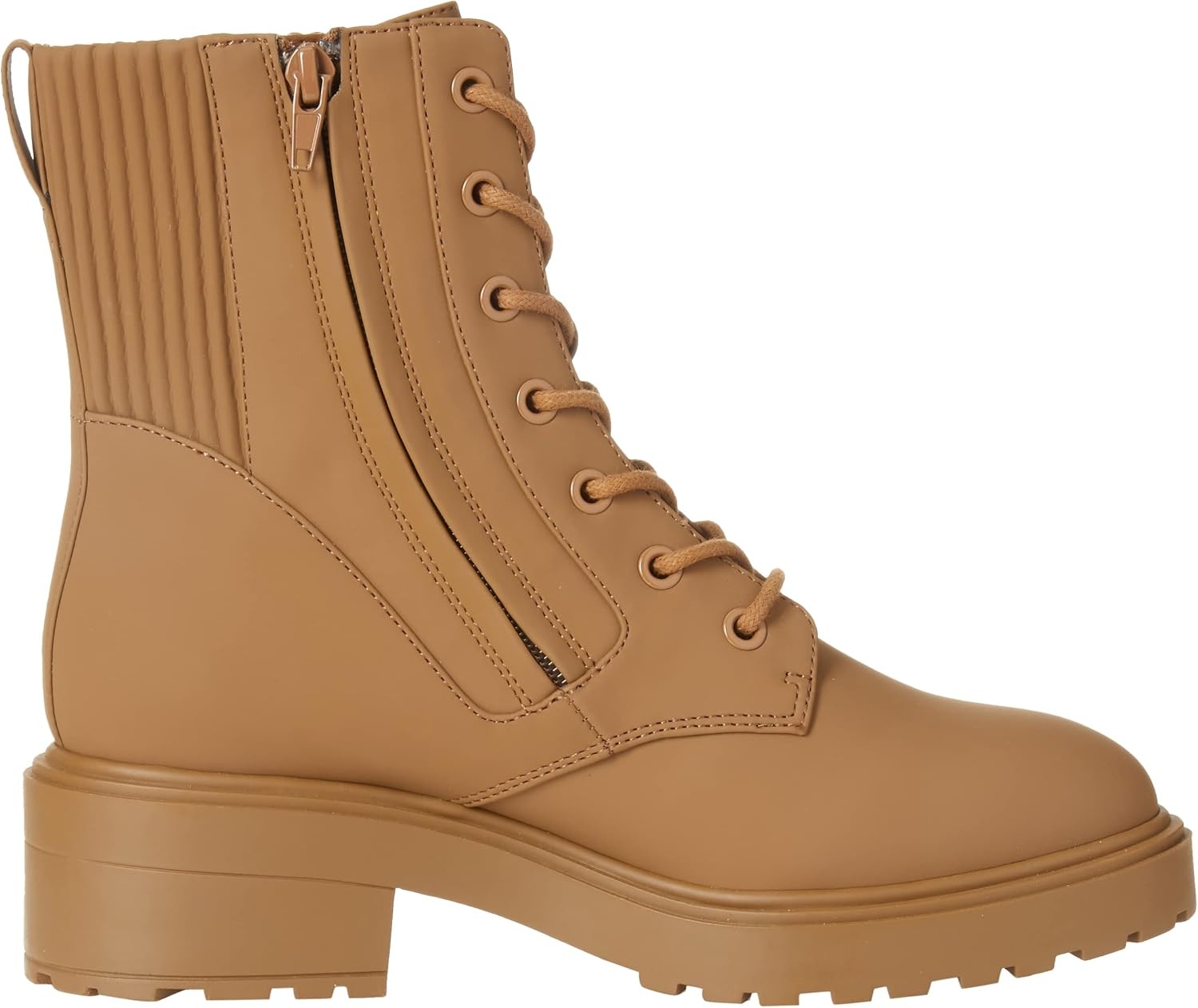image:imageAmazon Essentials Womens Rubberized Combat Boot with Chunky OutsoleDark Tan